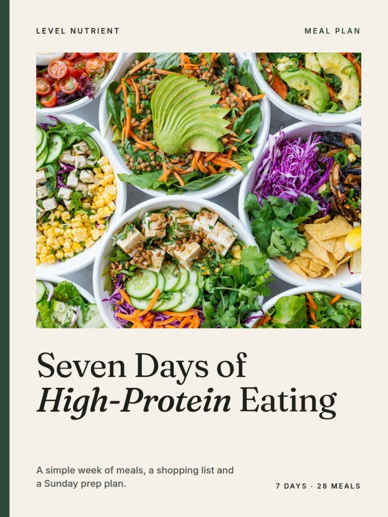 Cover of the Level Nutrient 7 day high protein meal plan