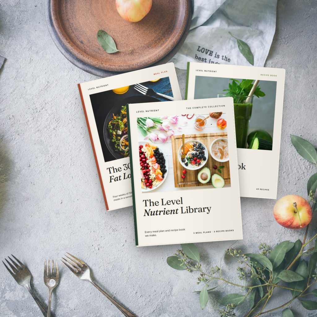 Printed Level Nutrient healthy eating bundle booklet on a kitchen table
